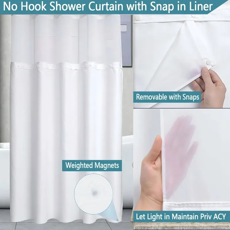 Hookless Shower Curtain With Snap In Liner supplier
