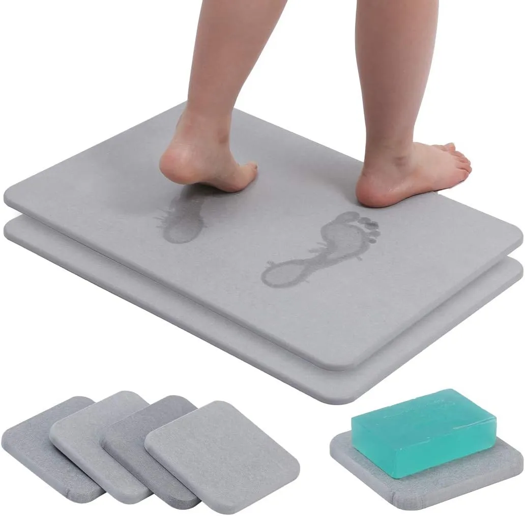 Schnelltrocknende Badematte aus Kieselgur