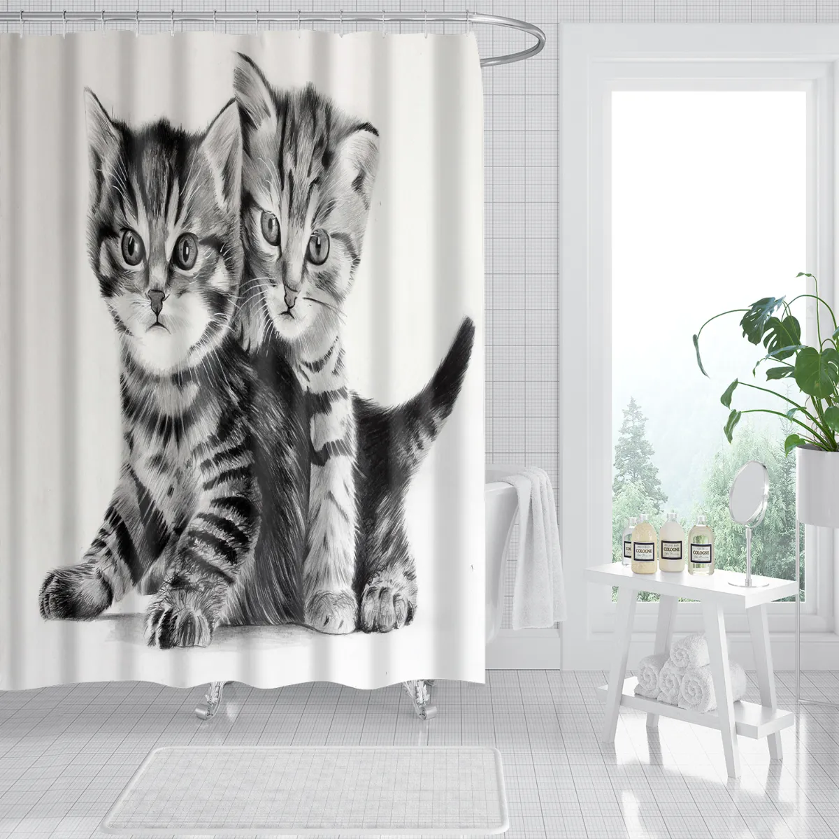 Moderner PEVA Duschvorhang 180*180CM wasserdichter Vorhang für Badezimmer Badvorhang