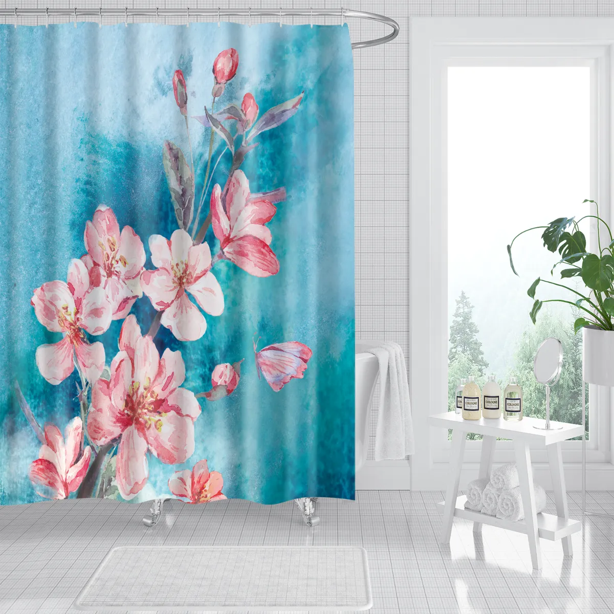 Moderner maßgeschneiderter Design Digitaldruck schimmelresistenter wasserdichter Badezimmer PEVA Duschvorhang