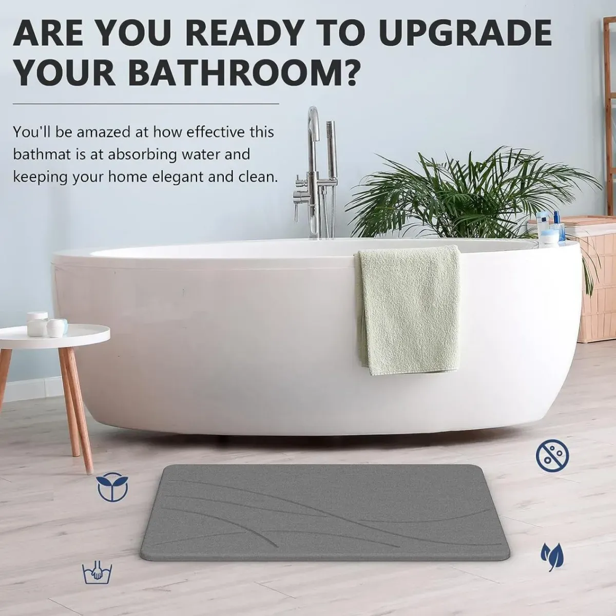 Stone Bath Mat Diatomaceous Earth for bathtub details