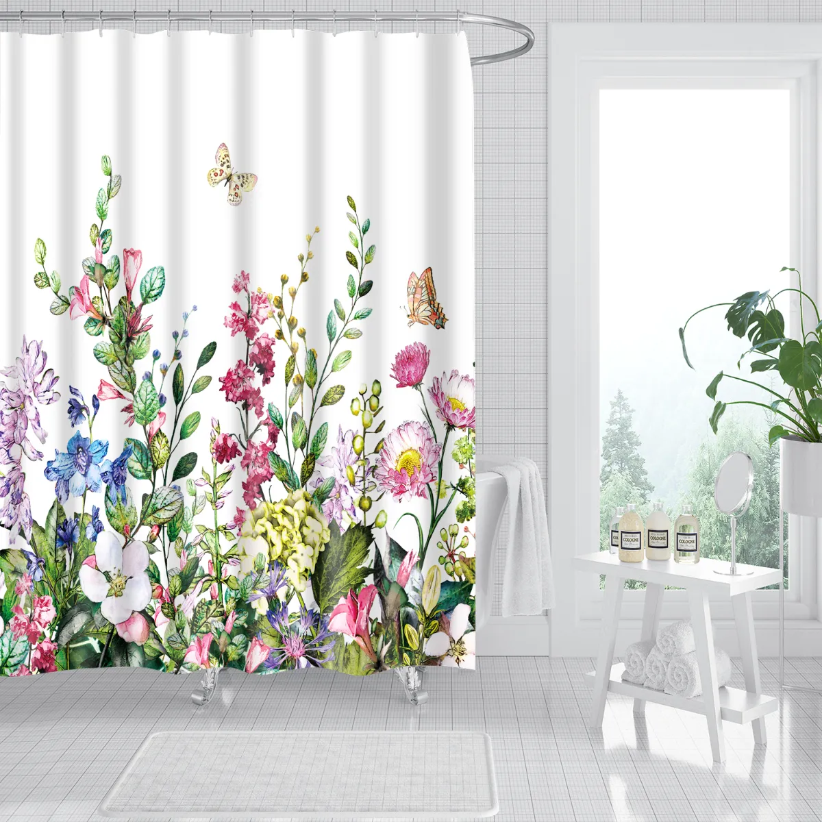 Moderner maßgeschneiderter Design Digitaldruck schimmelresistenter wasserdichter Badezimmer PEVA Duschvorhang