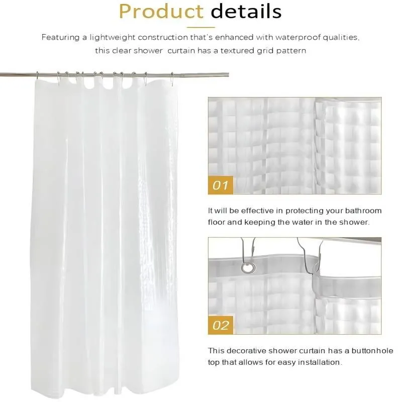 Transparent 3D EVA Shower Curtain With Hook manufacture