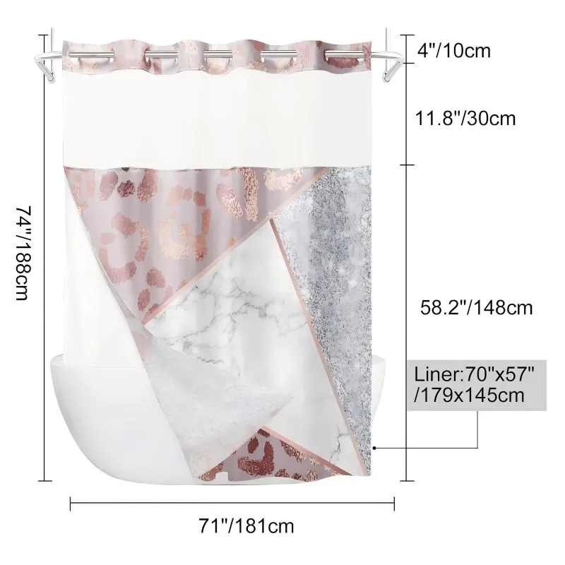 Luxuriöser Vinyl Polyester Waffelstoff maßgeschneiderte Größe modernes Design Duschvorhang ohne Haken wasserdicht für Zuhause Hotel