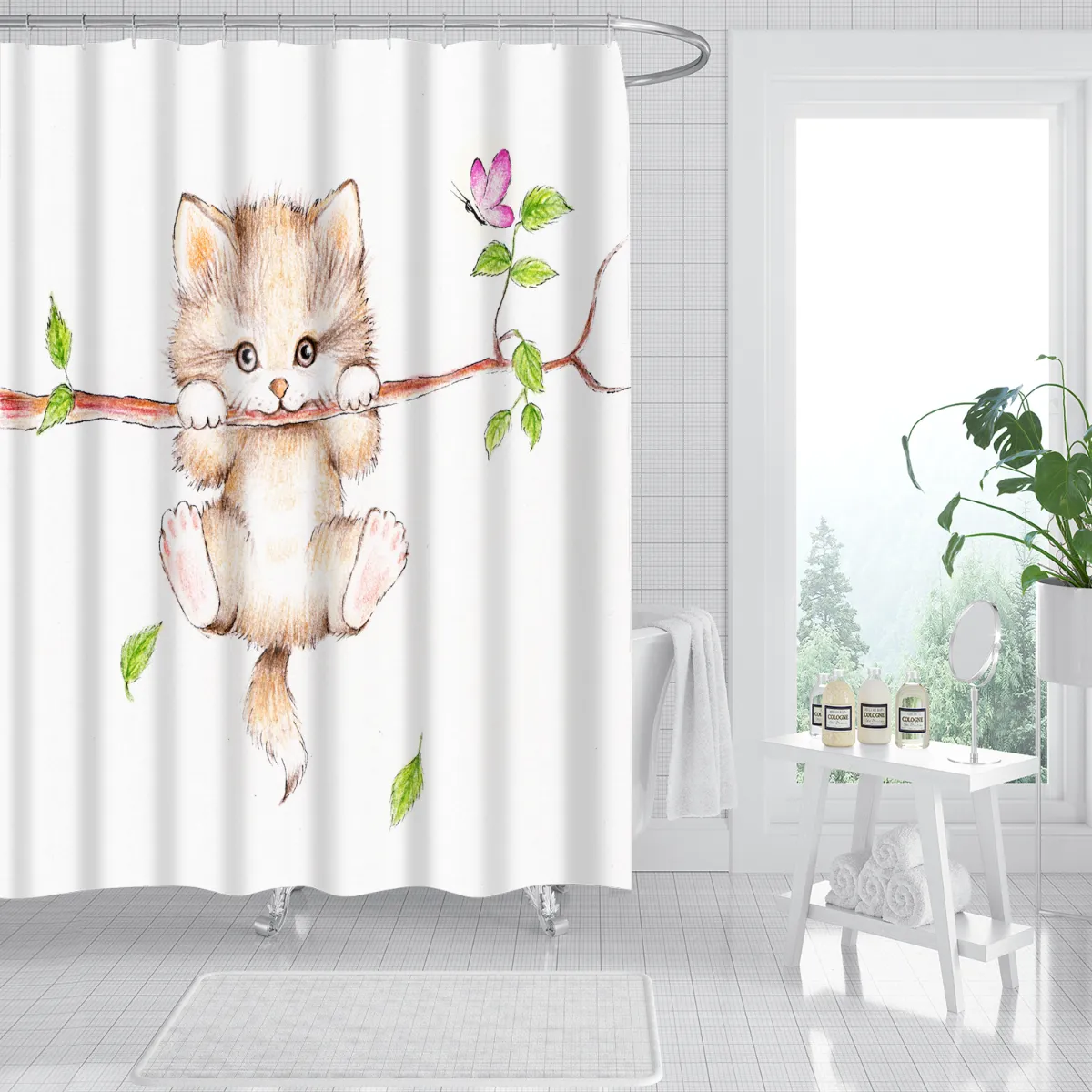 Moderner PEVA Duschvorhang 180*180CM wasserdichter Vorhang für Badezimmer Badvorhang
