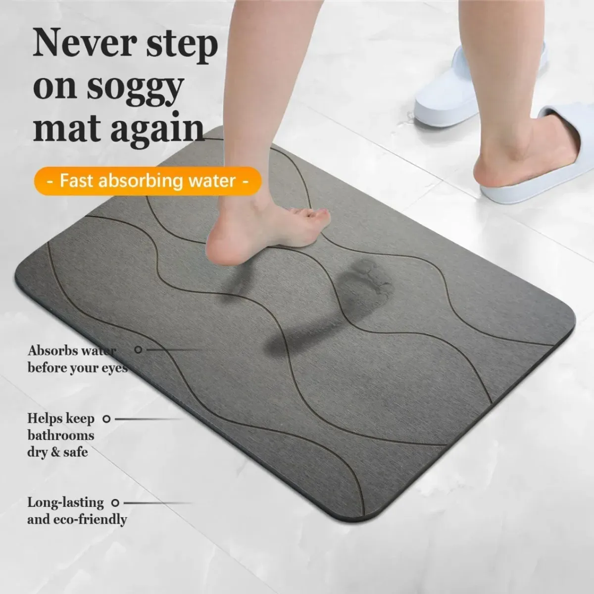 Quick Drying Diatomaceous Earth Stone Bath Mat details