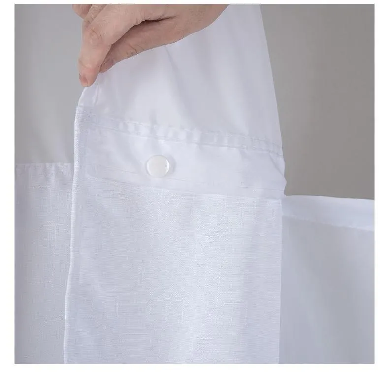 Luxuriöser weicher Stoff Polyester Satin einfarbiger weißer Duschvorhang ohne Haken für Hotels
