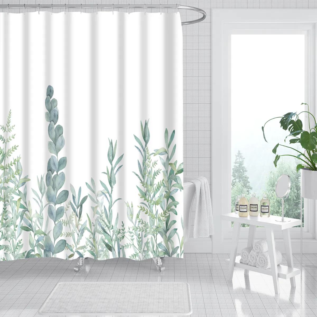 Moderner maßgeschneiderter Design Digitaldruck schimmelresistenter wasserdichter Badezimmer PEVA Duschvorhang