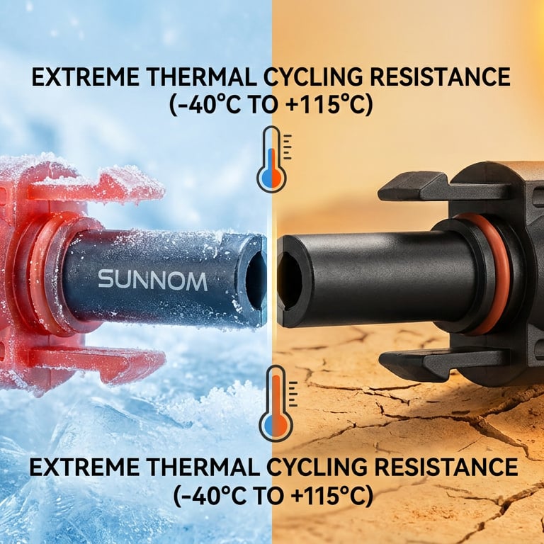 Vliv teplotního cyklování na těsnění ze silikonu a EPDM v solárních konektorech SUNNOM určených pro venkovní použití