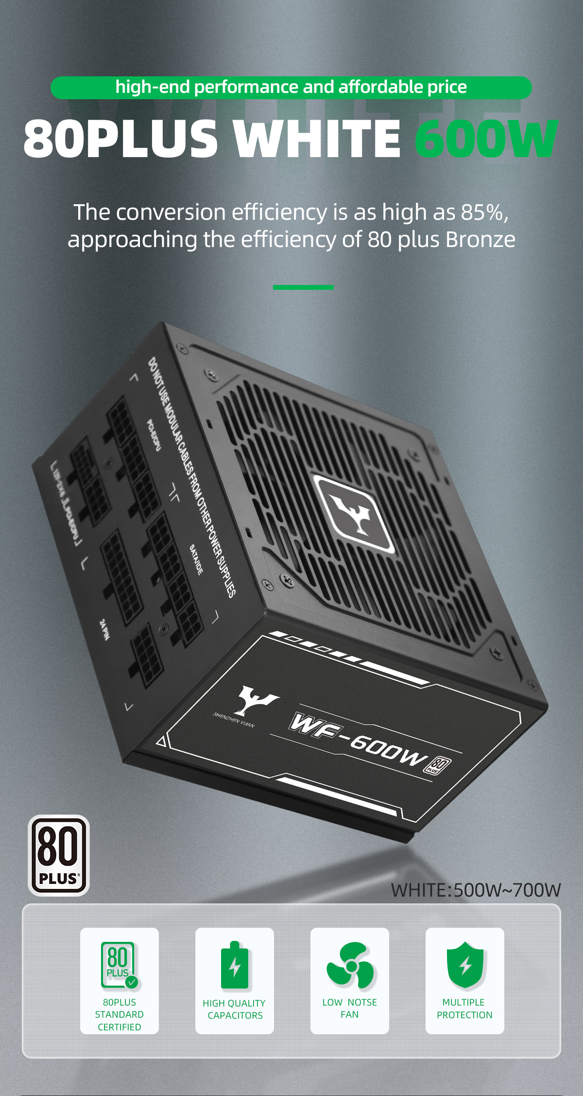 1-80Plus White WF-600W Full modular PC power supply Units Desktop power supply for Chassis.jpg