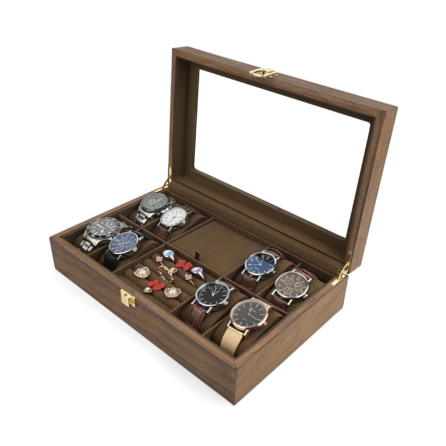 Chinesisch-stilige Holz-Ausstellungsbox für Ohrringe, Halsketten und Ringe, transparente Schmuckbox als Verpackungsbox