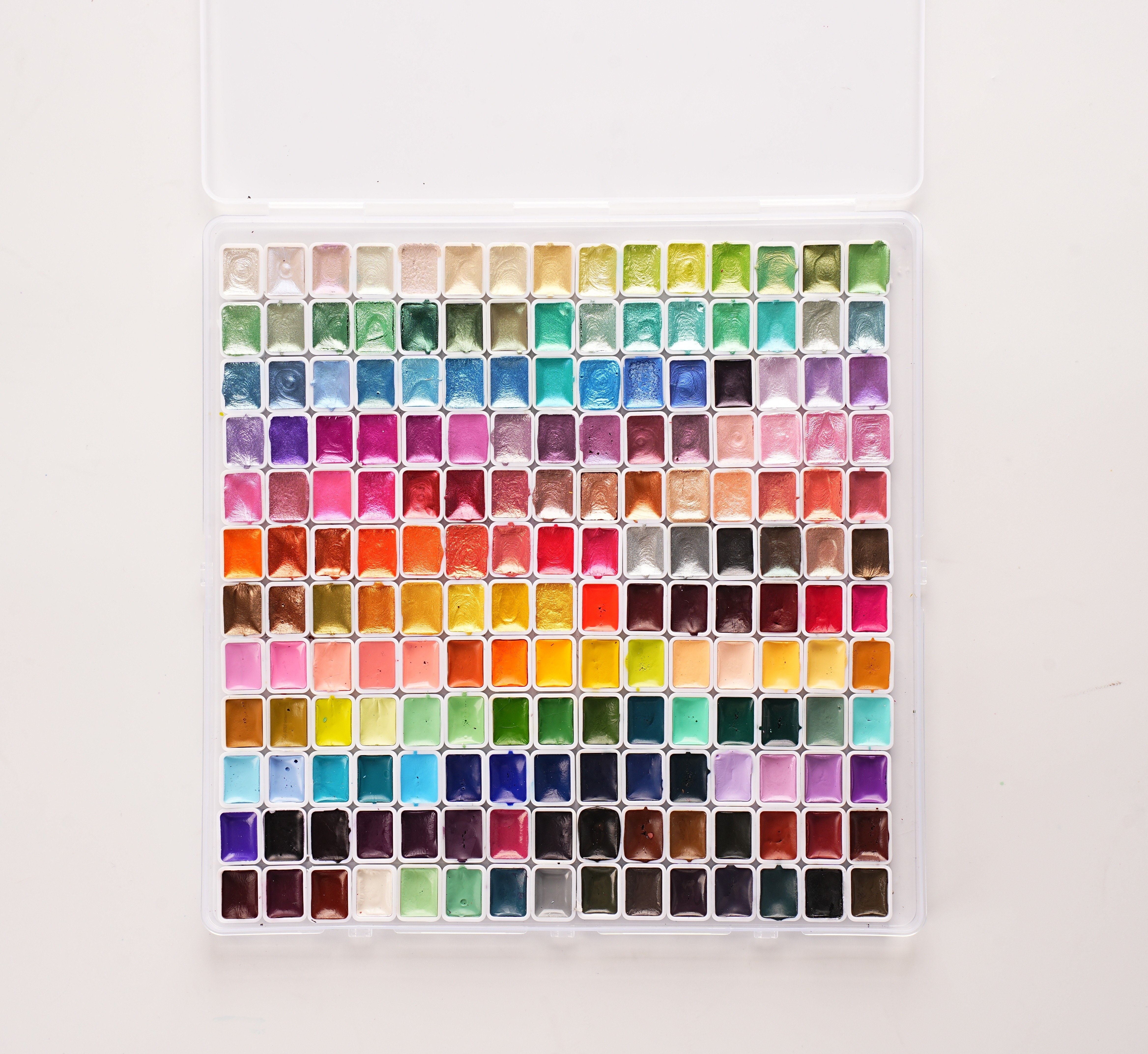 Interior view of the 60-color studio watercolor palette