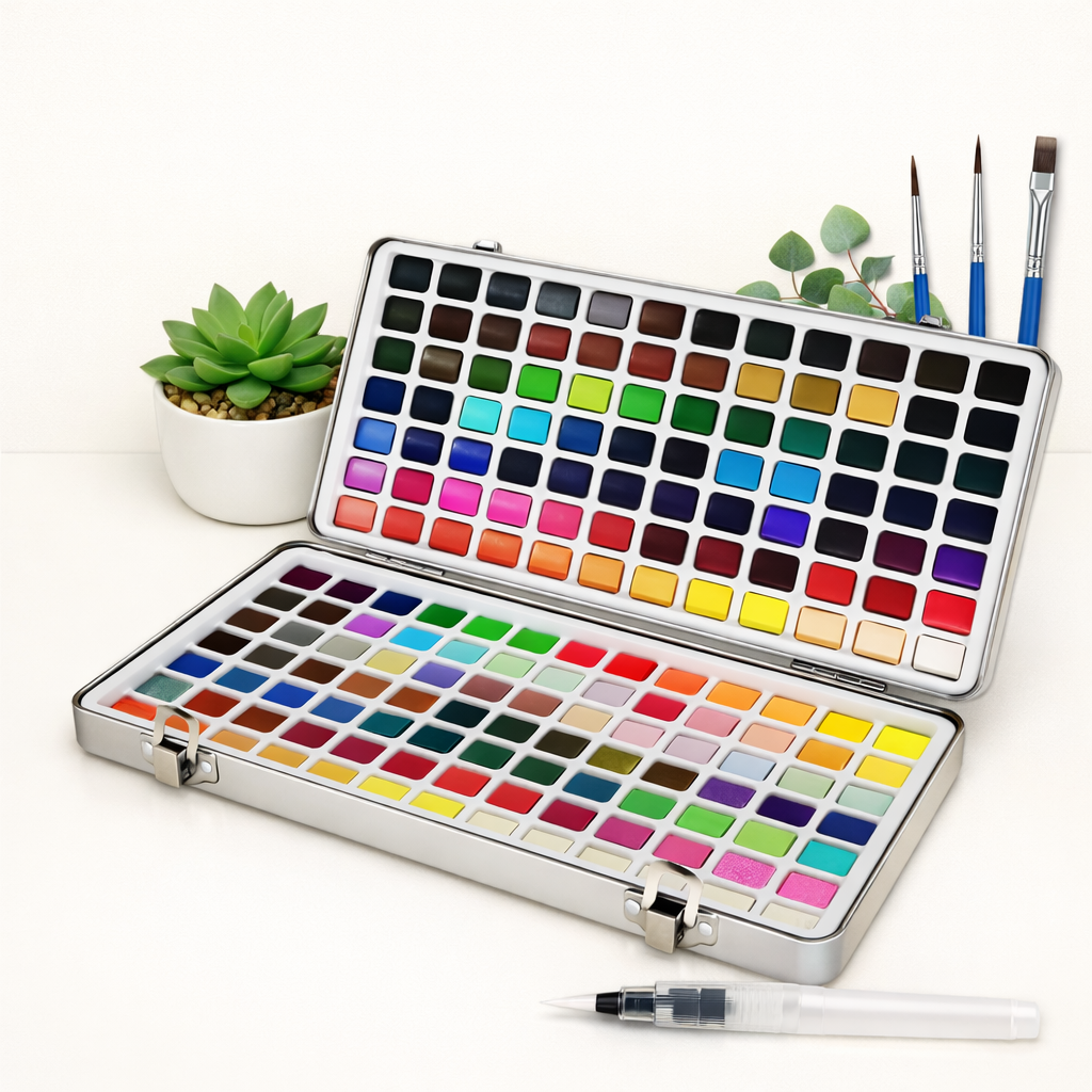 Poezie 168-Color Solid Watercolor Paint Set – Flagship Master Studio Kit in Protective Tin Box