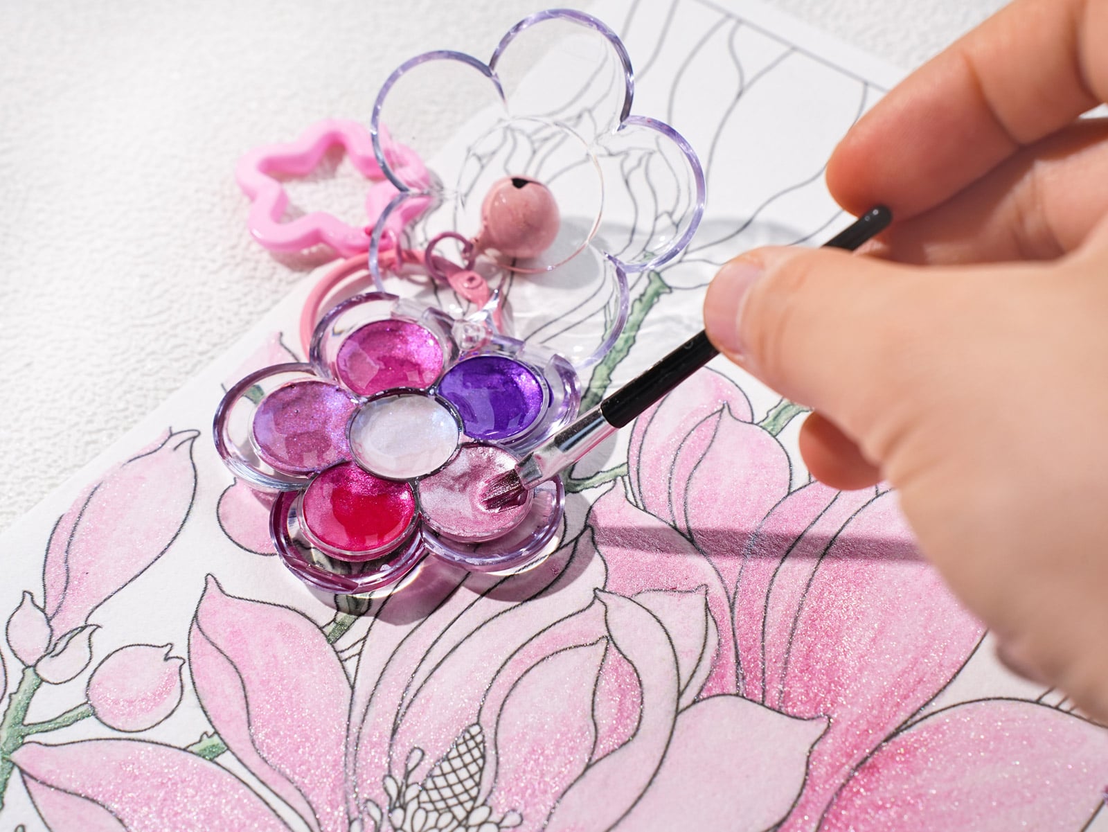 Poezie Mini Flower Watercolor Set Used as a Stylish Creative Backpack Attachment