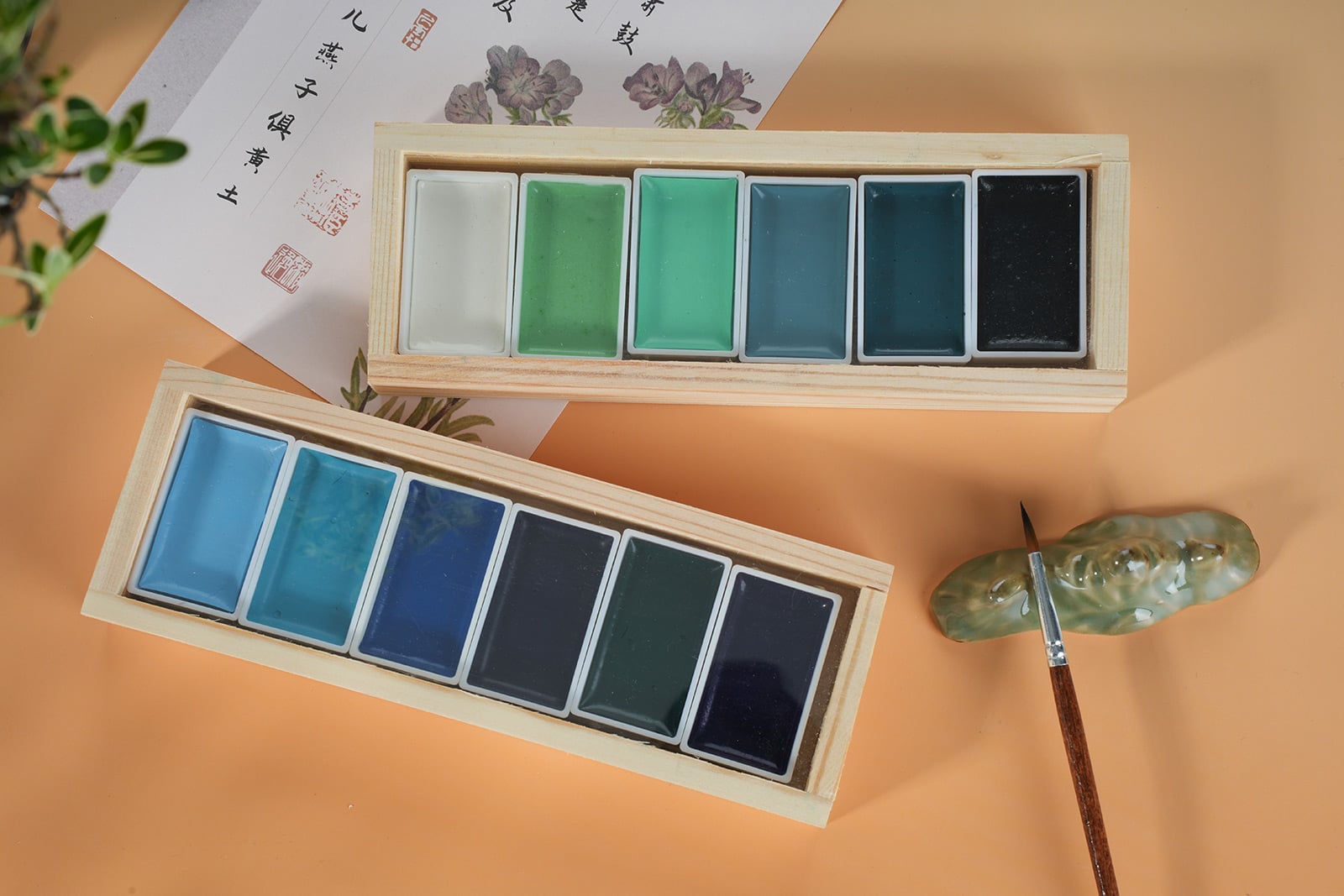 Poezie 6-Color Premium Solid Watercolor – Luxury Handcrafted Wooden Box Set