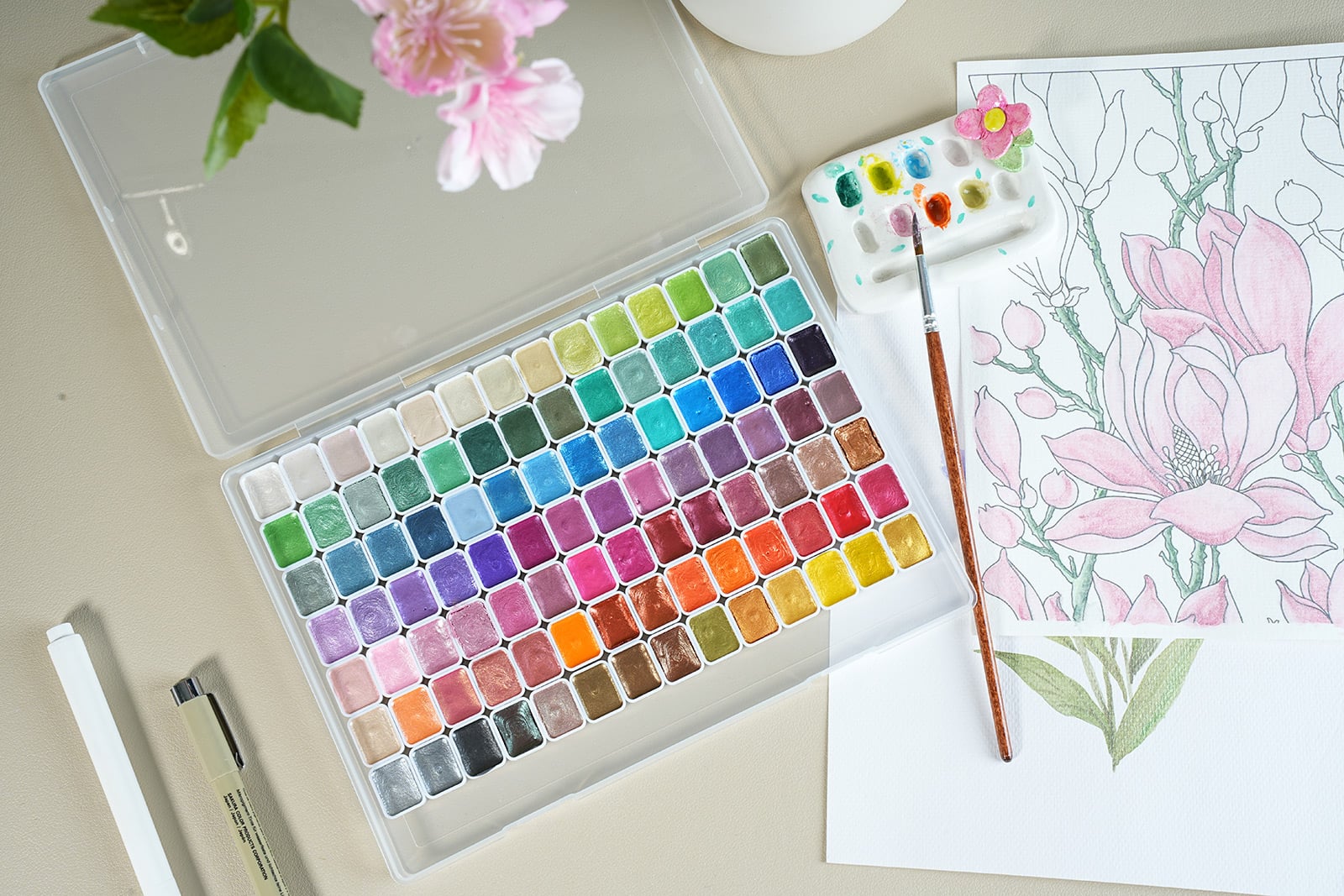 Poezie Artist-Grade Watercolor Plastic Box Series – Studio Large Palette