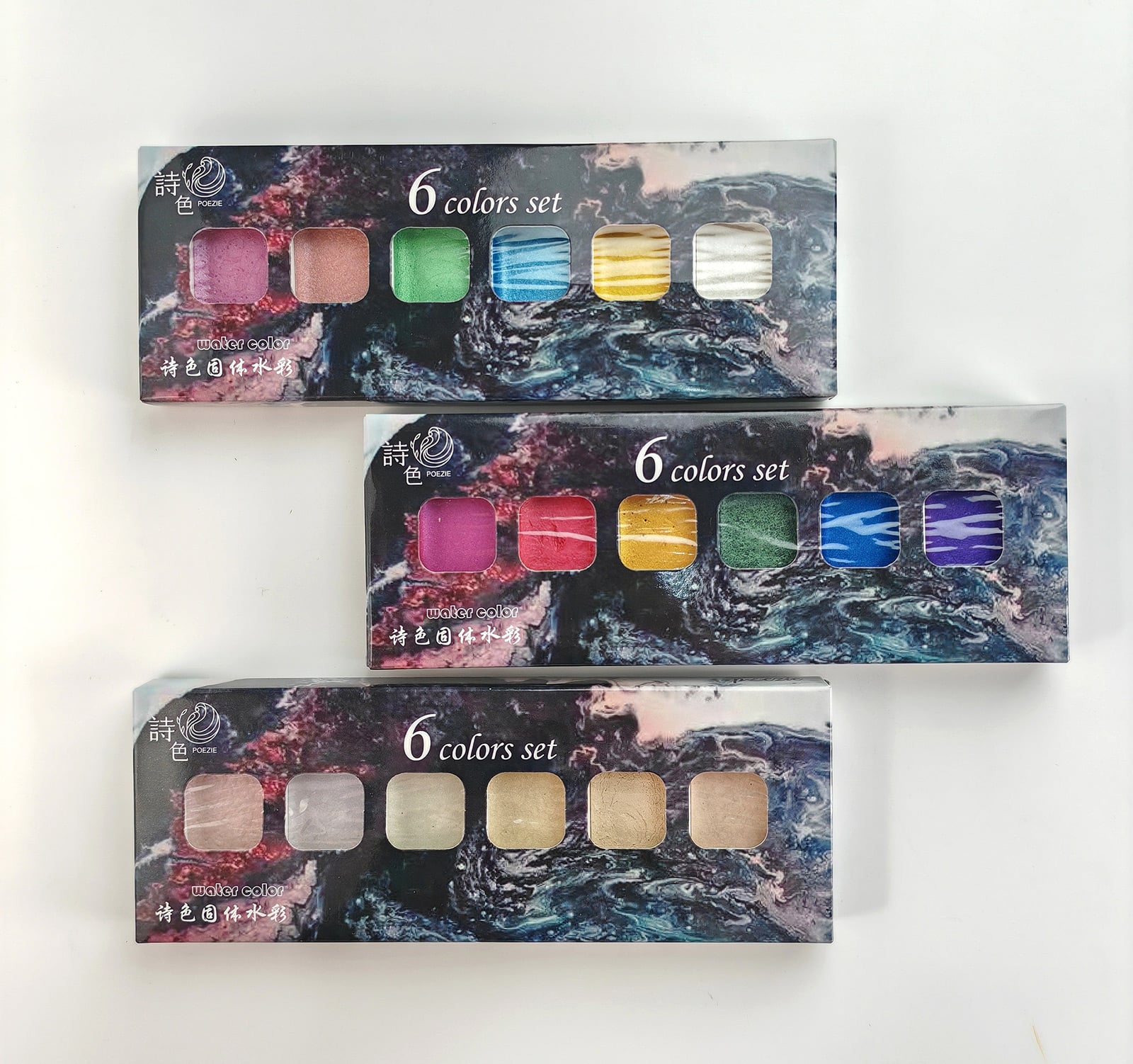 Poezie 6-Color Pearlescent Watercolor Paper Box Set Overview