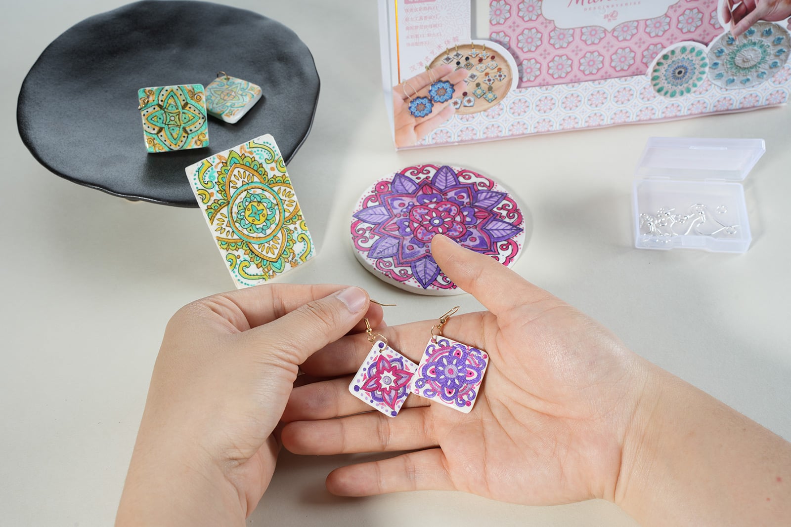 Finished Handcrafted Mandala Sculpture Created with Poezie Eco-Friendly Modeling Clay Set