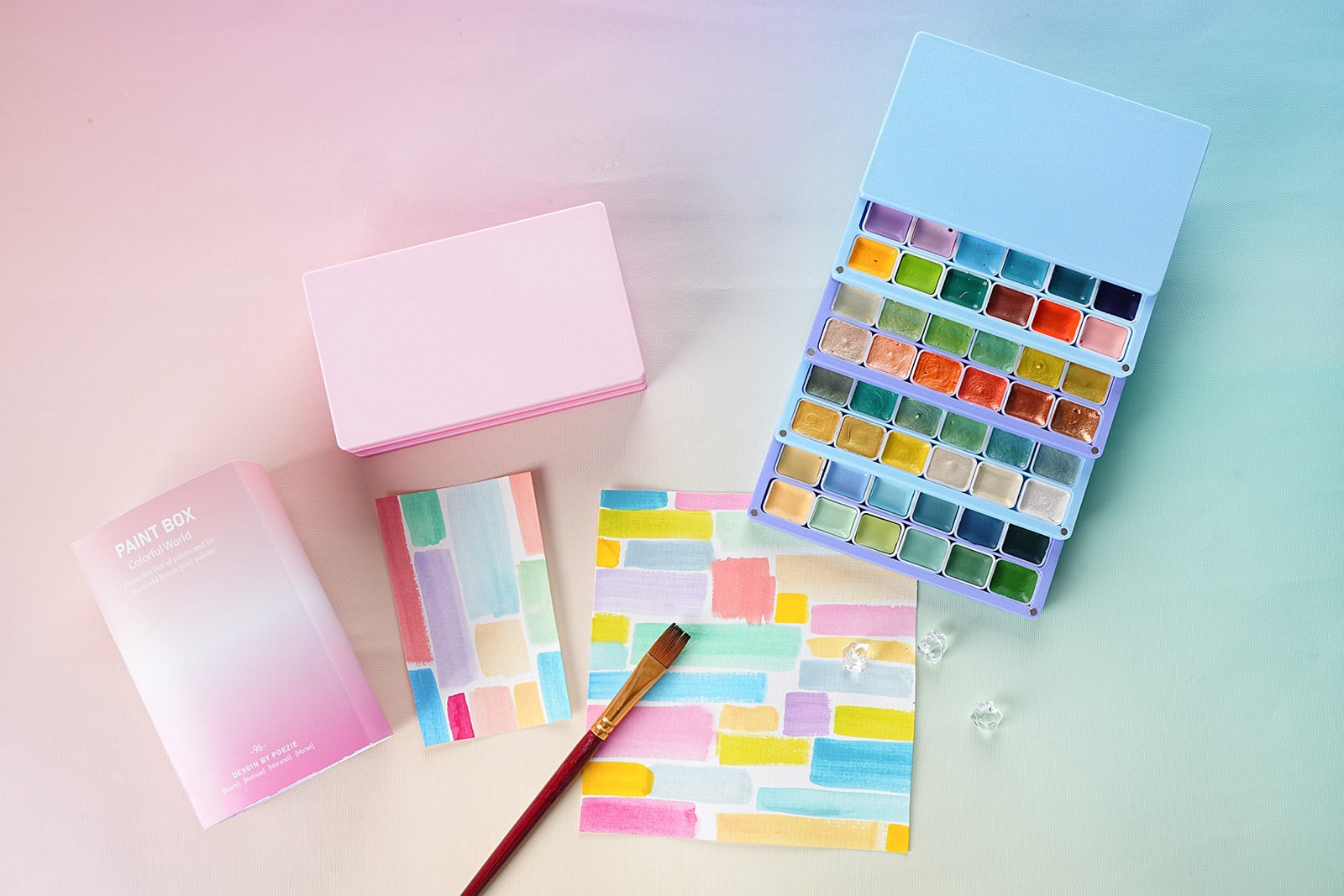 Poezie Jenga Portable Watercolor Palette – Compact Folding Travel Set for Plein Air Painting