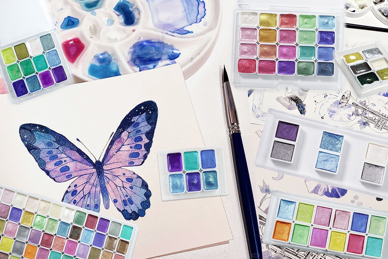 Poezie Artist-Grade Watercolor Plastic Box Series – Compact Travel Palette