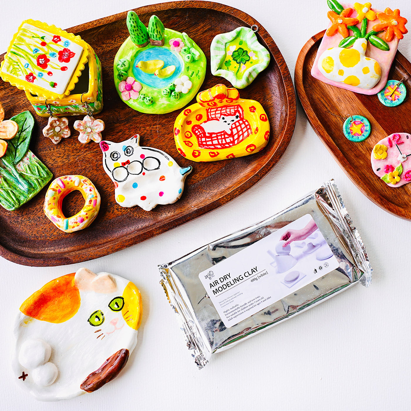 Air Dried Finished Stone Clay Figures and Ornaments Showcase