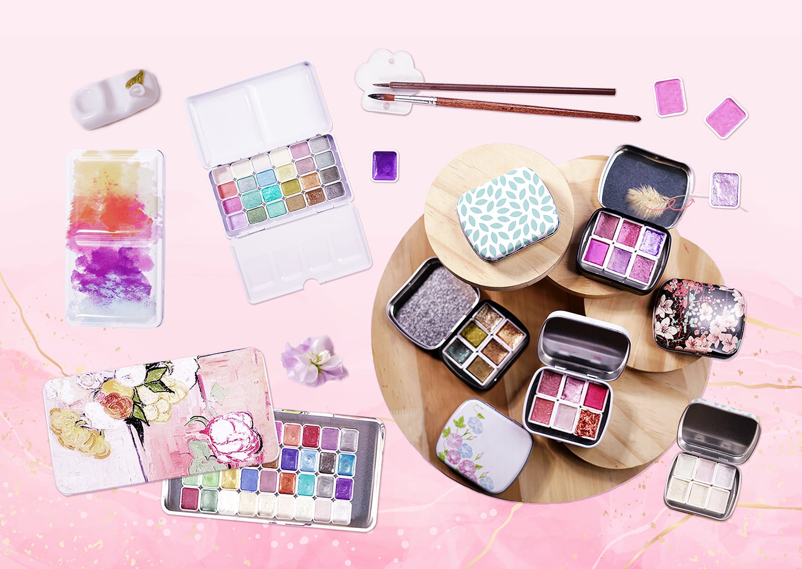 Poezie Specialty Iron Box Pearlescent Watercolor Set