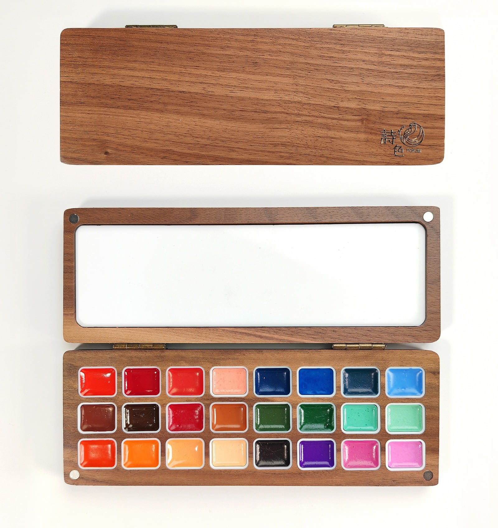 Poezie 24-Color Premium Watercolor in Walnut Wooden Box
