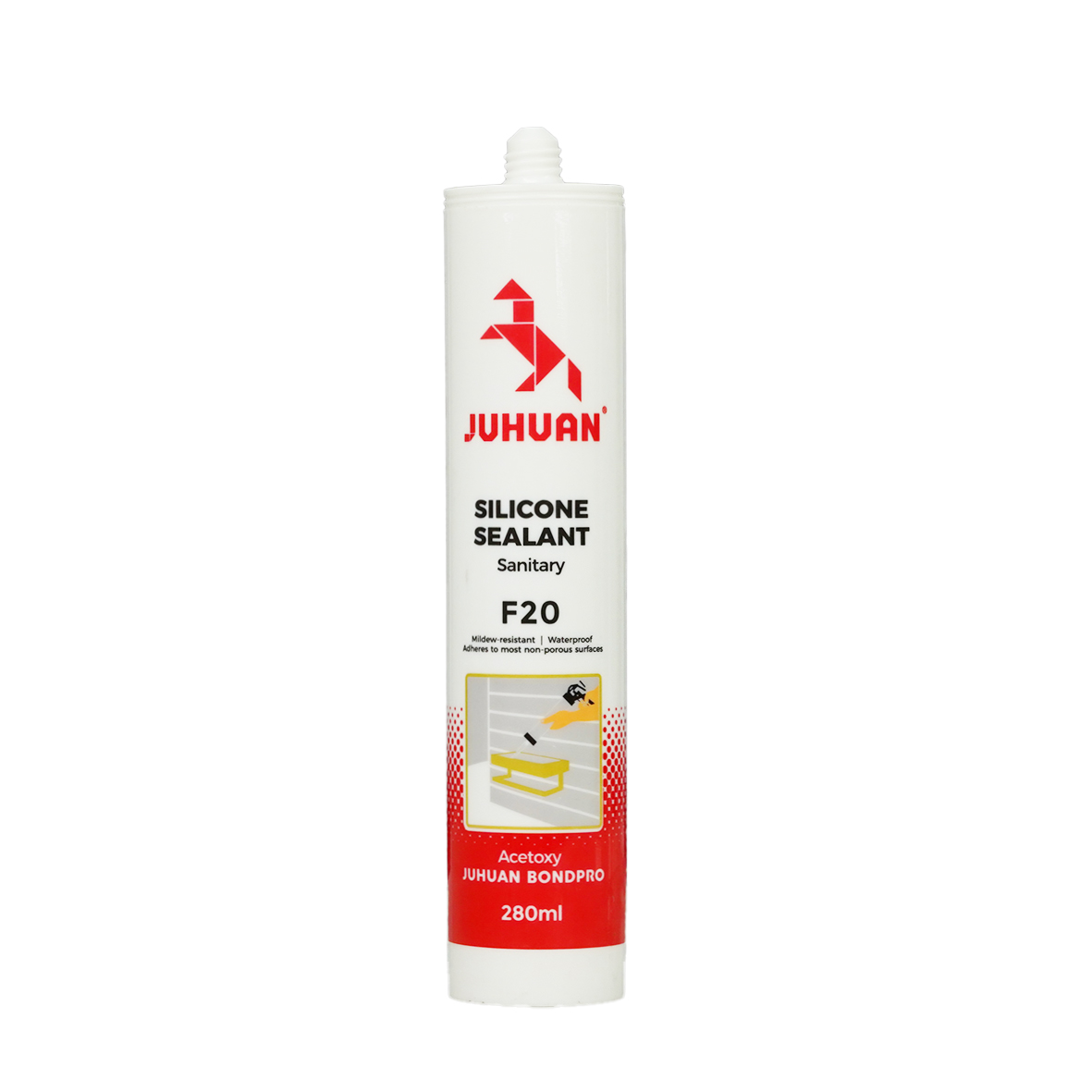 Juhuan F20 Acetoxy Sanitary Silicone Sealant for Bathrooms Kitchens Fish Tanks 280ml