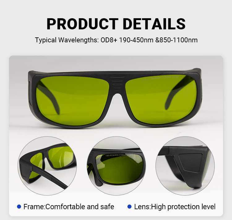 OD8+ Laser Safety Glasses (190-450&850-1300nm) Industrial Welding Protective Goggles factory