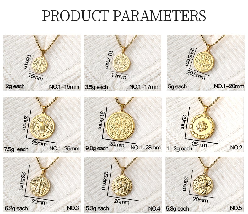 Stainless steel coin pendant necklace size chart, 17mm medallion gold.jpg