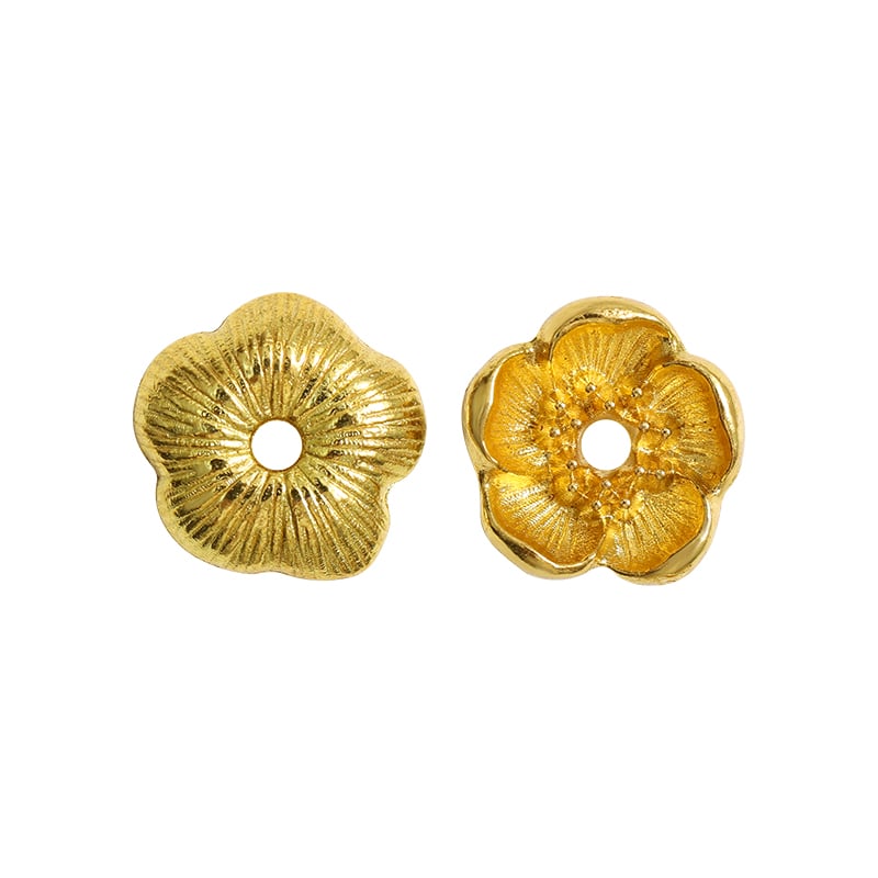 Alloy Flower Bead Caps – 3 Sizes, Gold & Light Gold