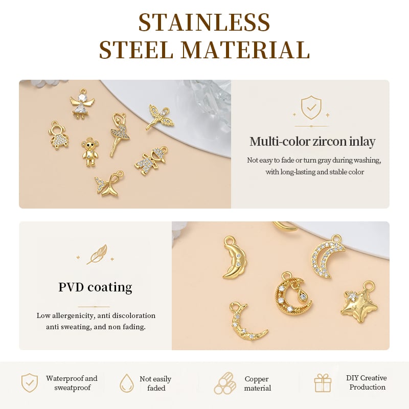 Gold Plated CZ Pendant Charms – 30+ Designs for DIY Jewelry Making
