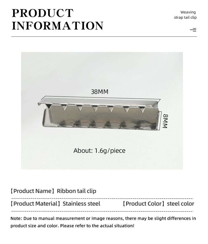 Stainless steel ribbon end clip size chart 38mm 8mm 1.6g.jpg