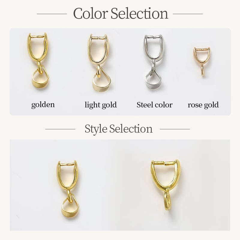 Copper Pinch Bails – 5 Sizes, Gold Rose Gold & Steel