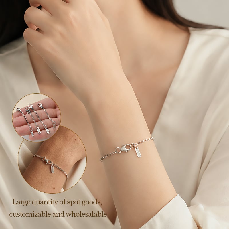 Stainless Steel Extension Chain – Lobster Clasp with Engraved Tag