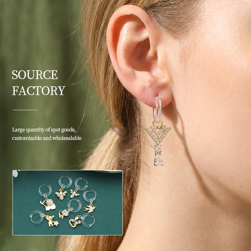 CZ Pendant Hoop Earrings – Gold Plated Pavé Charm Collection 1