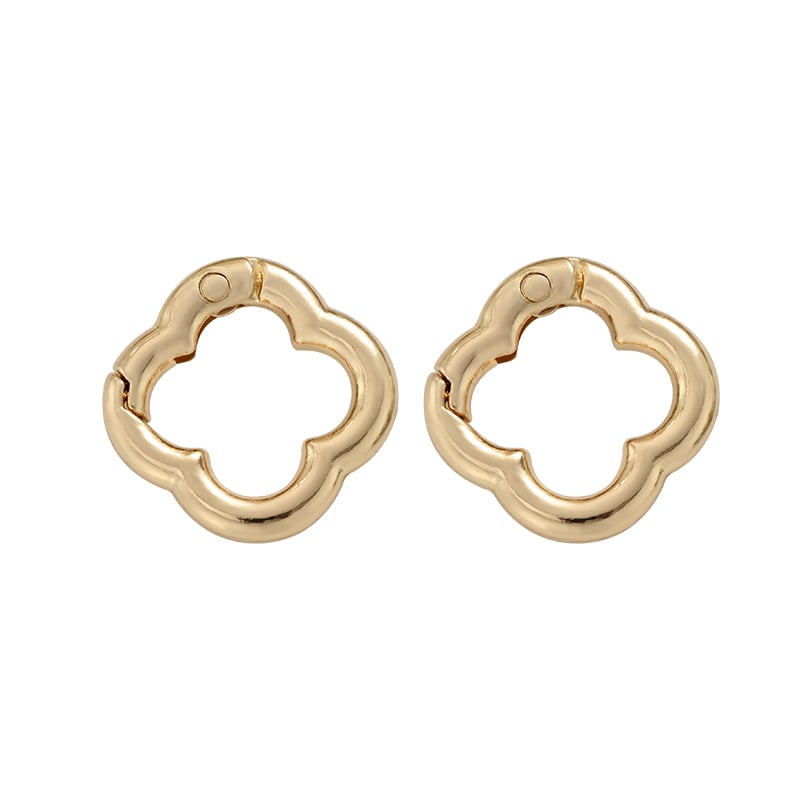 Four Leaf Clover Keychain Clasp – Spring Gate Design, Gold & Steel
