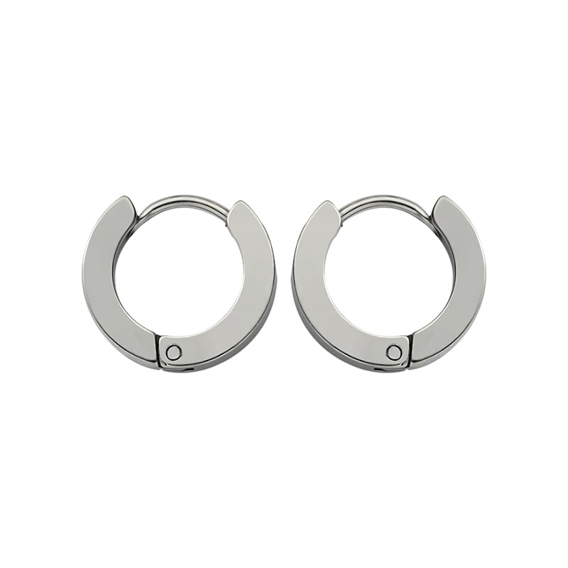 Stainless Steel Ear Buckle – Brushed Matte Hoop Earrings in Steel Color