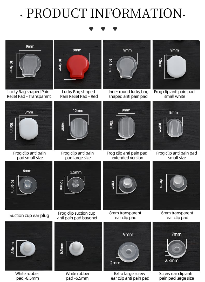 Ear clip pain pads size chart multiple styles.jpg