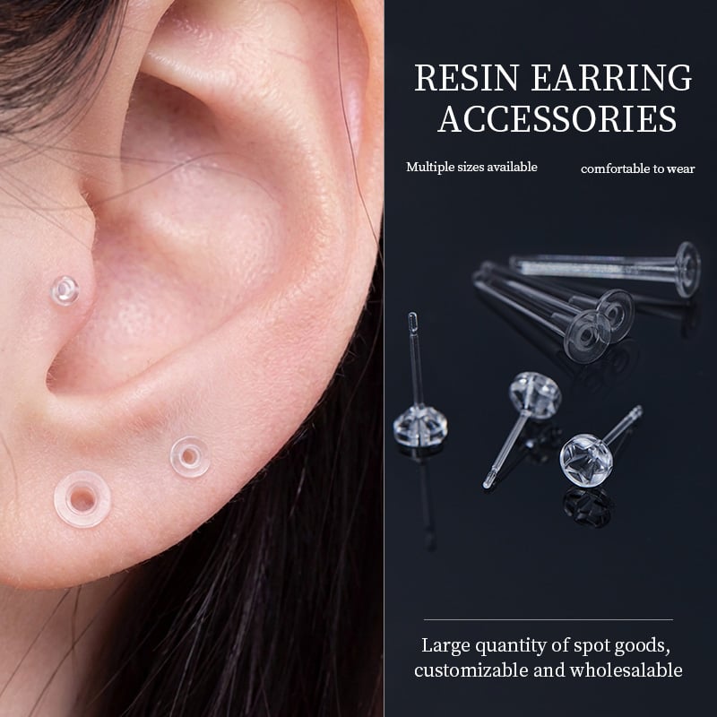 Resin Stud Earrings Collection – Flat, Heart & Star Transparent Resin Studs