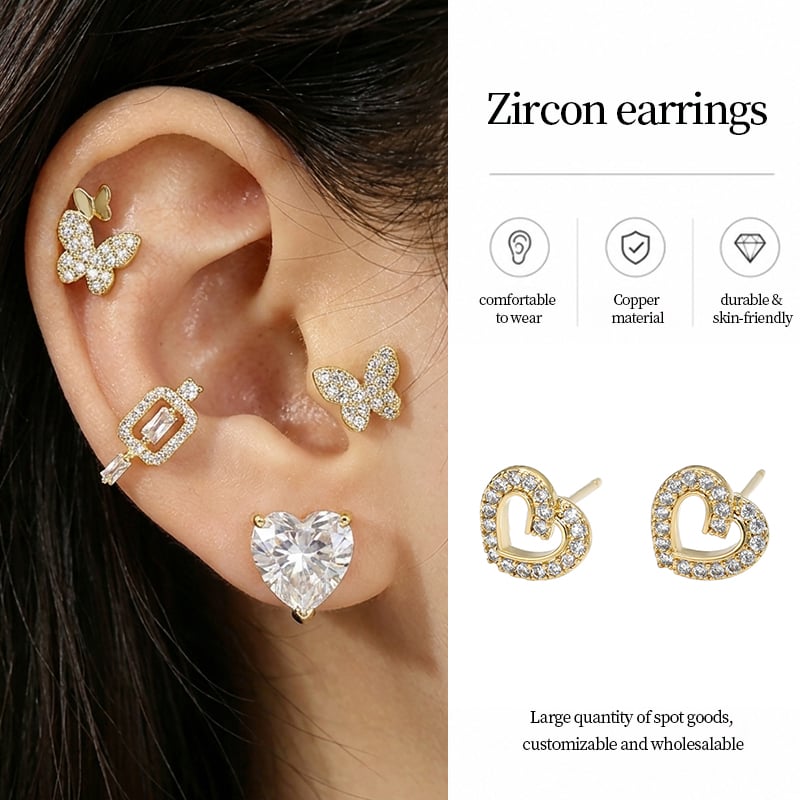 Gold Plated CZ Stud Earrings – Mini Dainty Designs for Everyday Wear Intro