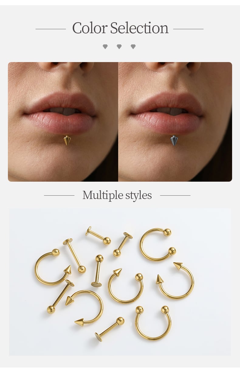 Labret stud curved barbell horseshoe ring collection in gold.jpg