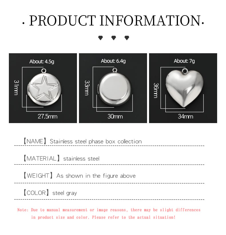 Stainless steel locket pendant size chart 31mm 33mm 36mm.jpg