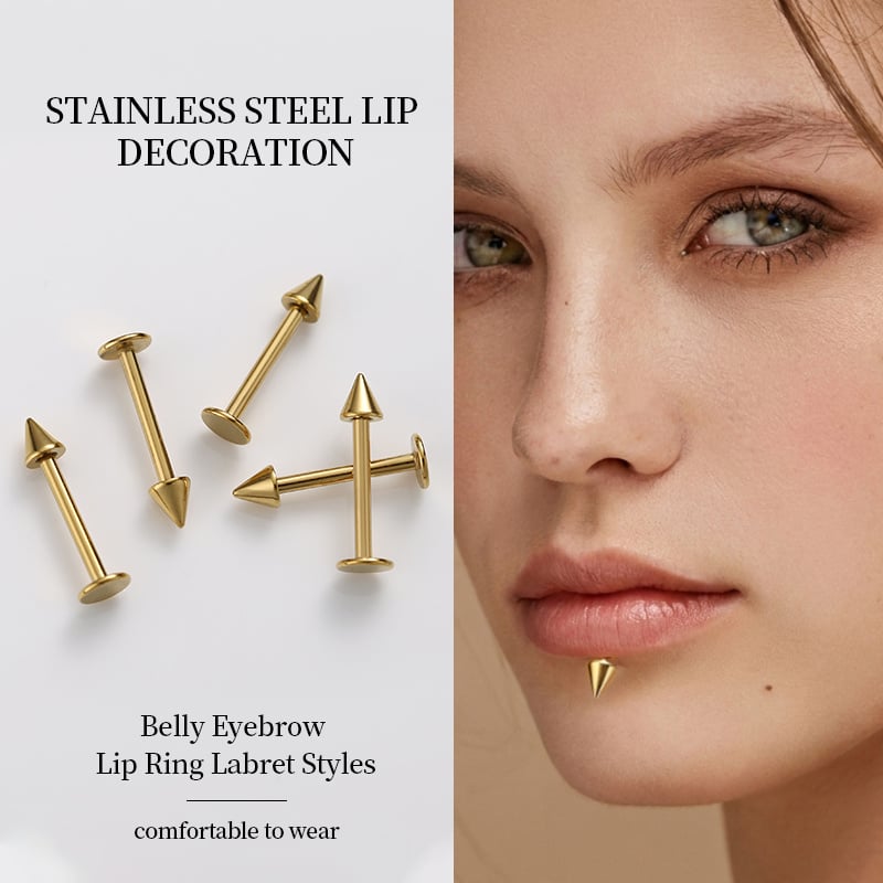Stainless Steel Lip Jewelry – Labret Stud, Curved Barbell & Horseshoe Ring
