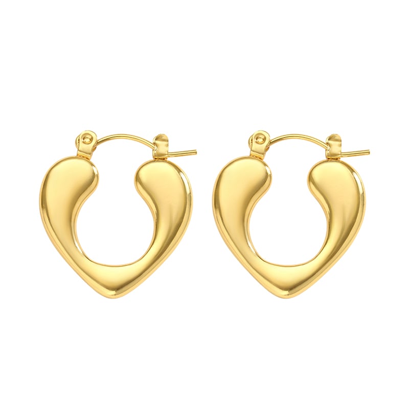 Stainless Steel Geometric Hoop Earrings – Heart & Hexagon Designs