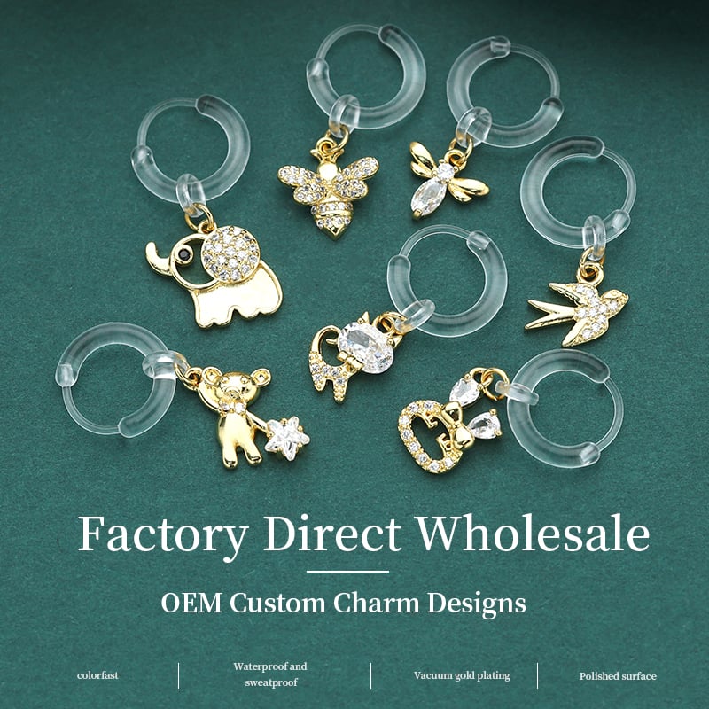 CZ Pendant Hoop Earrings – Gold Plated Pavé Charm Collection 2