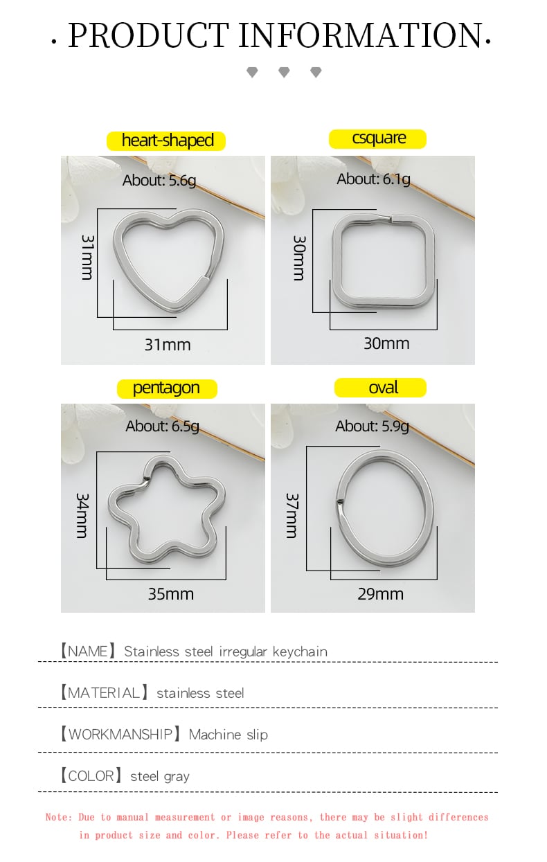 Shaped split rings size chart heart square star oval with weight.jpg