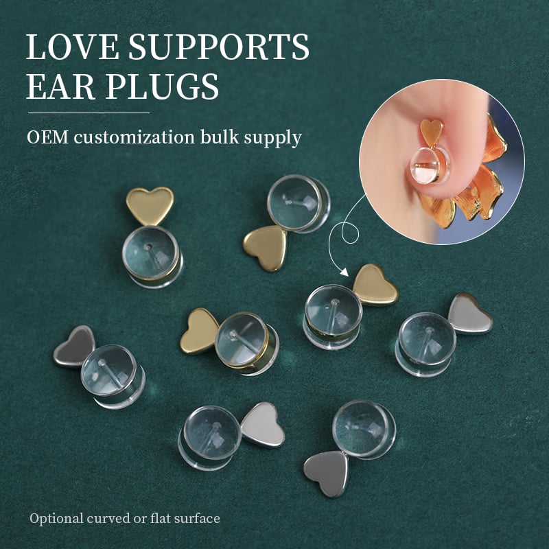 Gold Plated Heart Earring Backs – Clear Silicone Decorative Design