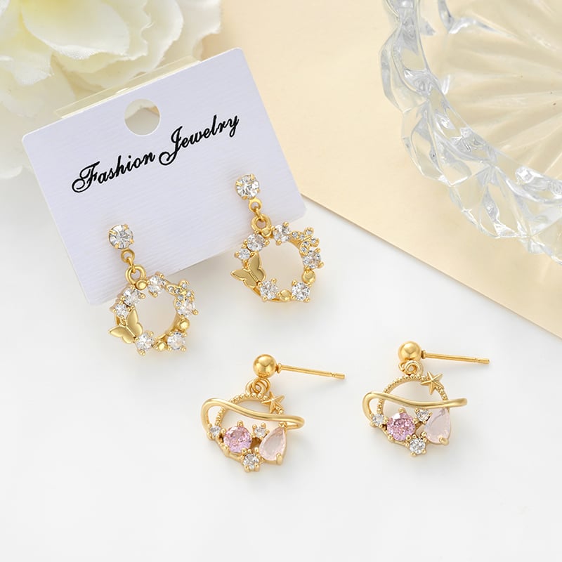 CZ dangle stud earrings styled for office wear.jpg