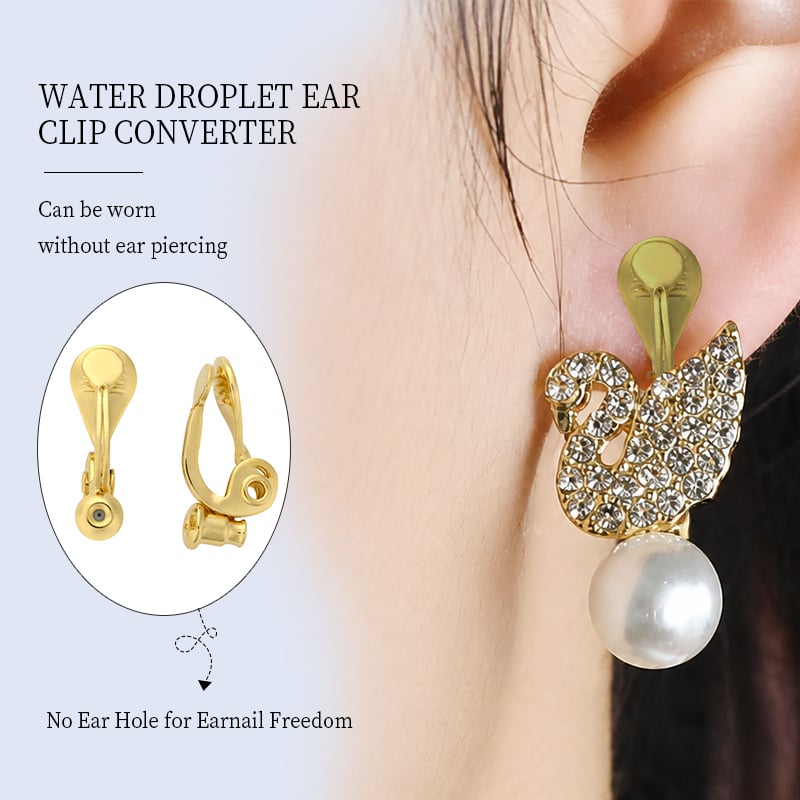 Copper Waterdrop Earring Clip – Hinged Converter for Non-Pierced Ears